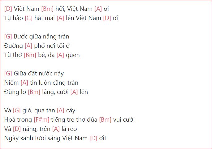 hợp âm ca khúc việt nam ơi