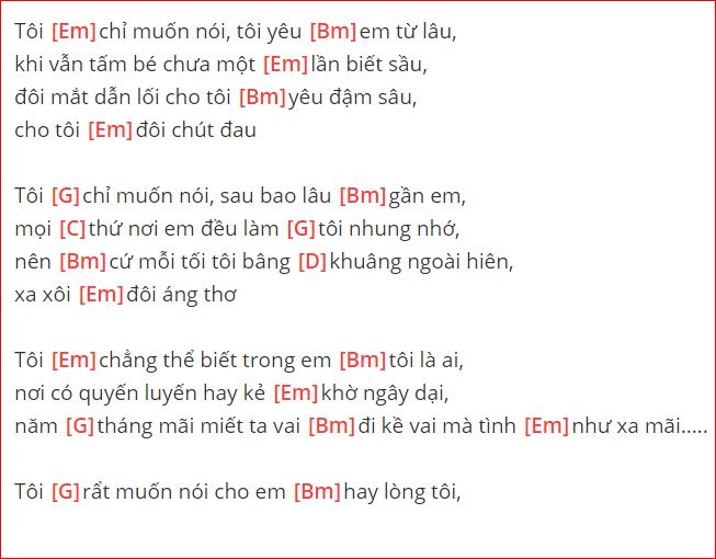 hợp âm tôi chỉ muốn nói