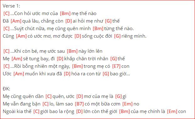 Hợp âm ước mơ của mẹ