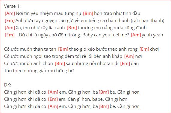 hợp âm Cần Gì Hơn