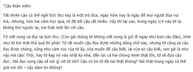 Câu chuyện tỏ tình ngày cá tháng 4