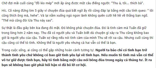 Câu chuyện tỏ tình ngày cá tháng 4