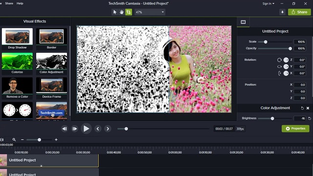 Cách tạo video nửa màu sắc, nửa đen trắng